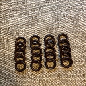 Set of 20 dark wood curtain rings
